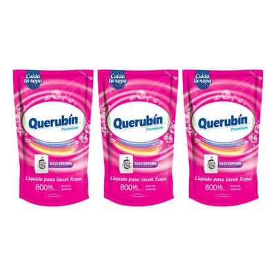 Jabón Líquido Querubín Baja Espuma Para Lavarropas 800ml Pack 3