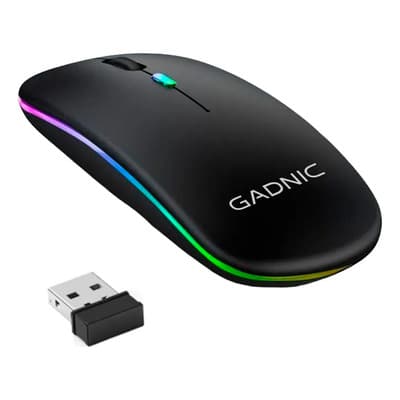 Mouse Inalambrico Gadnic Bt 5.2 3.0 2.4g Dpi Ajustable 4800 Recargable Portatil Pc Notebook Negro