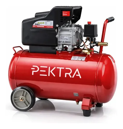 Compresor De Aire Portátil 50 Litros 2.5hp Pektra + Kit Accesorios Rojo 50 Hz/60 Hz Monofásica