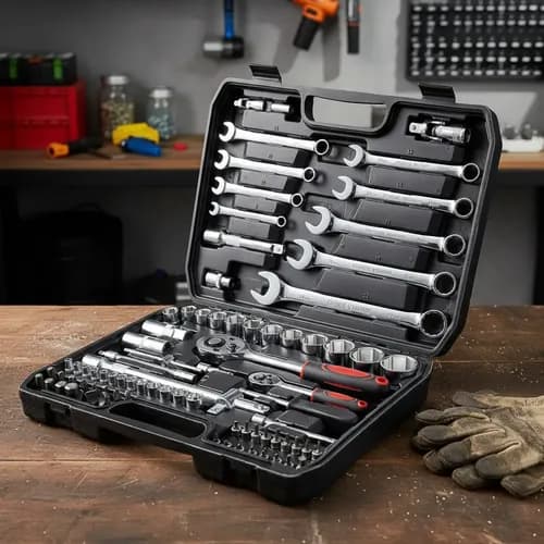 Set Caja Herramientas Juego Llave Tubos Puntas Kit 82 Piezas Ideal Mecanica Taller Auto Moto Bici Reparaciones Hogar Electrodomesticos Mantenimiento General Compacto Practico Trasortable Facil Usae