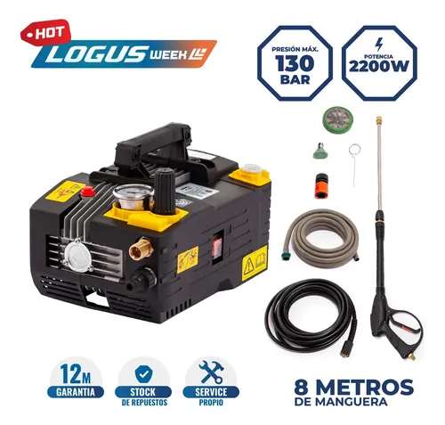 Hidrolavadora De Piso Electrica 130 Bar A Piston Logus Color Negro