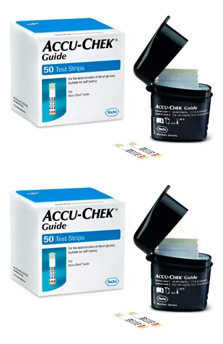 100 Tiras Reactivas Para Glucometro Accu Chek Guide Negro