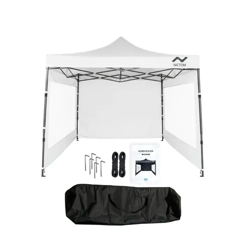 Gazebo 3x3 Paredes Plegable Impermeable Reforzado Nictom Blanco
