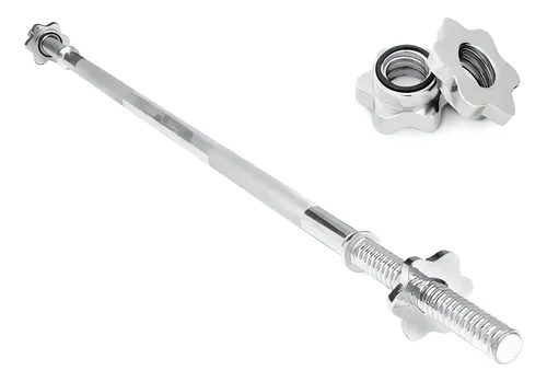 Barra Cromada Maciza Con Topes Rosca Recta De 1.5 Metros Gym Cromado