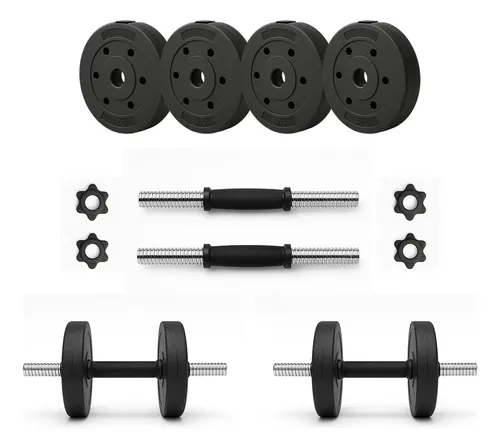 Kit Mancuernas Cromadas A Rosca + 20 Kg En 4 Discos De 5 Kgs 4 De 5 Kg