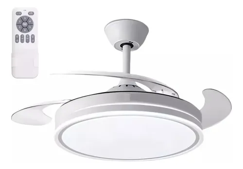 Ventilador De Techo Color Blanco 4 Aspas Retractil Home World 1.15 M Transparente Plástico
