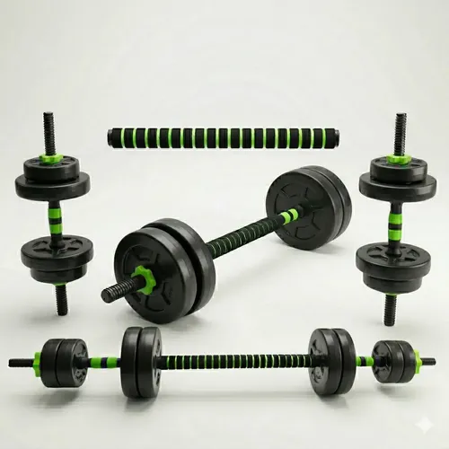 Kit Mancuernas Y Barra Ajustable Regulable A Rosca + 40 Kg. Negro