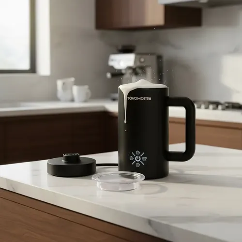 Espumador Calentador Batidor De Leche Novohome 500ml Color Negro