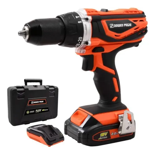 Taladro Percutor A Bateria Dowen Pagio 13mm 9993121 Flex One Maletin Bateria Cargador 50 Hz Naranja/negro