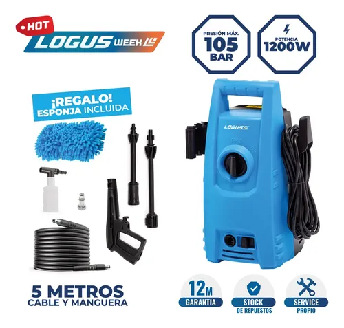 Hidrolavadora Logus Hl105 105 Bar 1200w Compacta Potente Con Pistola Y Lanza Incluidas Azul Marino 50 Hz