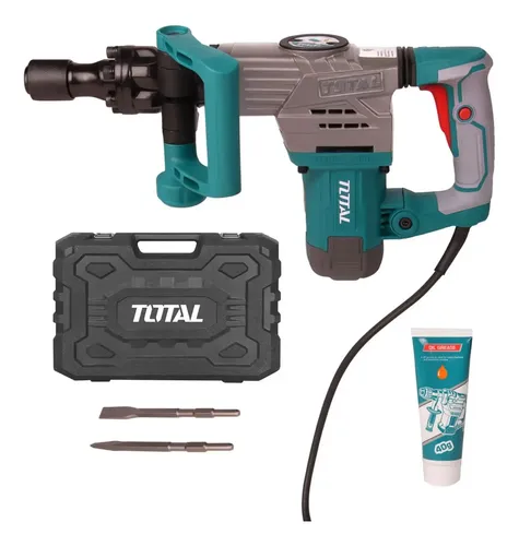 Martillo Demoledor Total Alto Rendimiento 1300w Rompe Pavimento Incluye Maletín Cincel Hexagonal Turquesa
