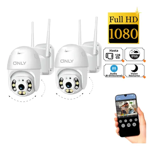 Pack Familiar 2 Camaras Domo Exterior Ptz Only Wifi Hd Blanco