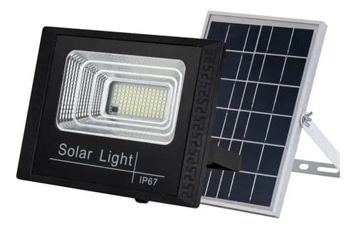 Reflector Solar Solares Lampara Luz Led Panel Exterior 100w Blanco Frío