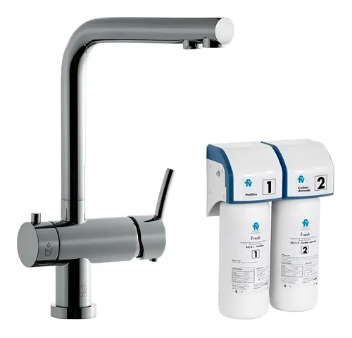 Kit Fv Grifería Cocina Libby + Dispositivo Fresh Agua Red Gris Cromo