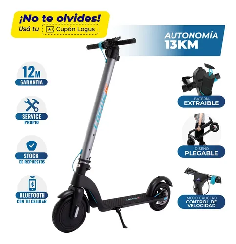 Monopatin Electrico Logus L7promax 350watts 10 Pulgadas 6cuo Color Plata
