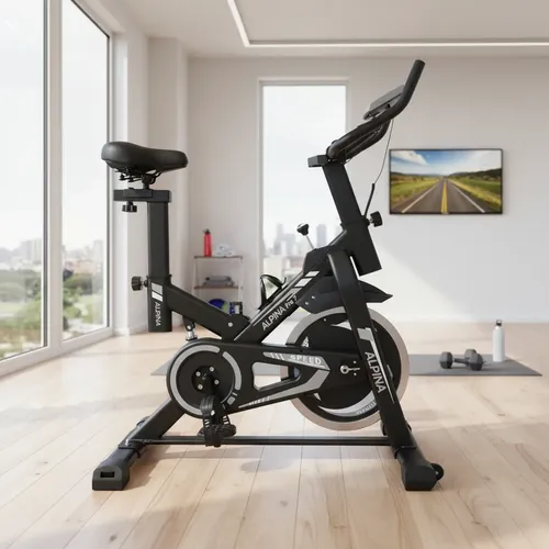 Bicicleta Fija 7 Profesional Spinning 18 Kg Monoshock Alpina Negro/gris