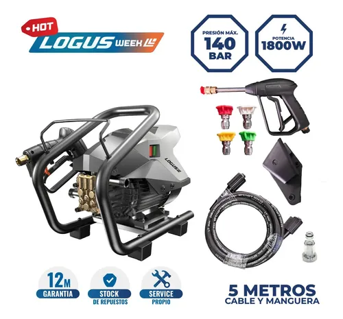 Hidrolavadora Profesional Logus 140 Bar 1800w Alta Presión Gris