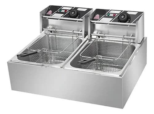 Freidora Industrial Doble Daewoo A Inox Comercial 20lt 5000w Color Plateado