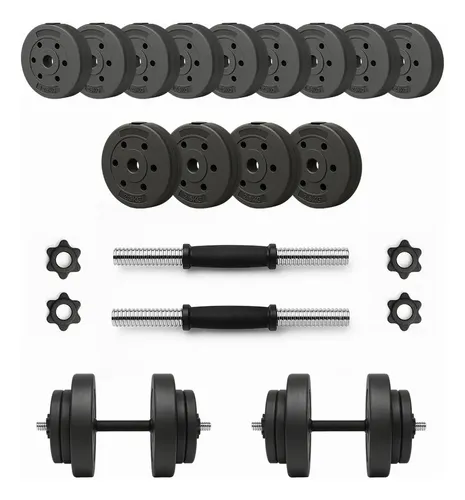 Kit Mancuernas Cromadas A Rosca + 20 Kg En 4 Discos De 2.5 Kg Y 8 Discos De 1.25 Kg 4 De 2.5kg Mas 8 De 1.25kg