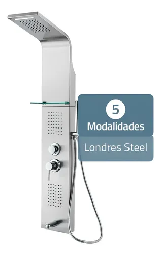 Ducha Escocesa Hidromasaje Con 5 Jets Londres Monomando Columna Ducha Con Duchador Color Plateado
